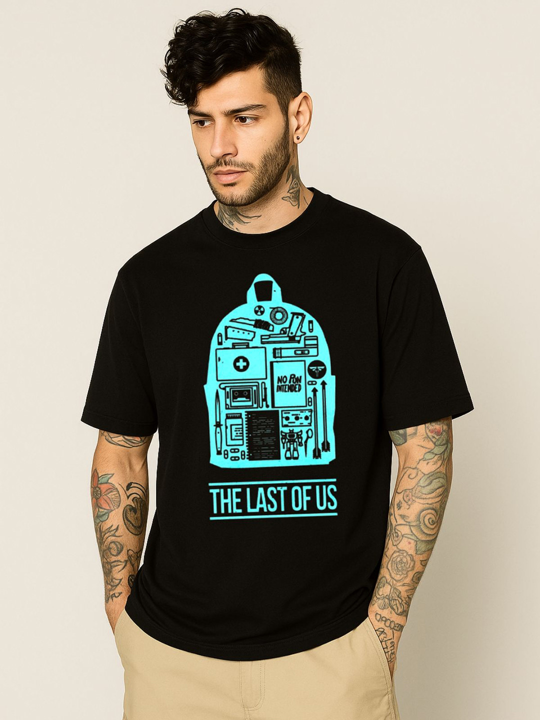 Be Crazy The Last Of Us Printed Round Neck Oversized Cotton T-shirt