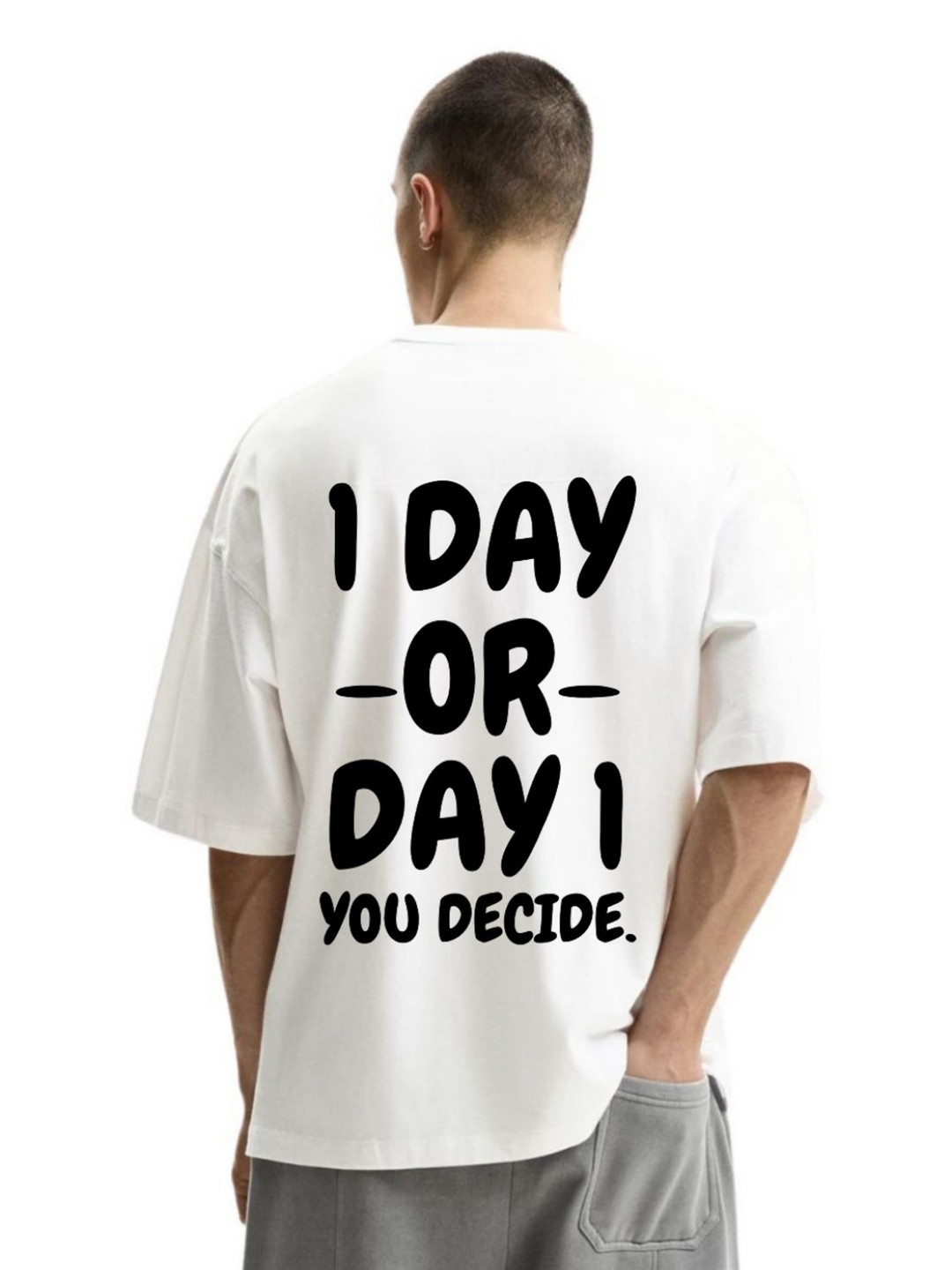 Fashnobic Push Your Limit Typography Printed Round Neck Oversized Cotton T-shirt