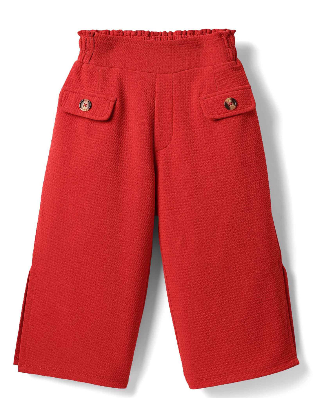CrayonFlakes Girls Solid Knitted Straight Fit Palazzo