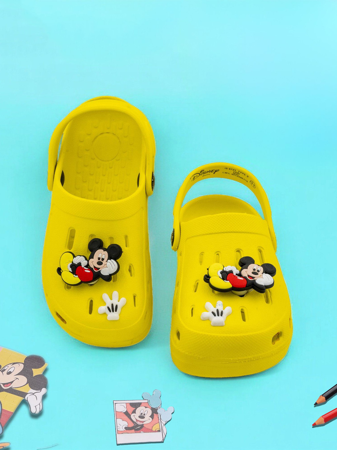 Disney By Yellow Bee Boys Self-Designed Mickey Mouse Clogs With Rotating 3D Charm