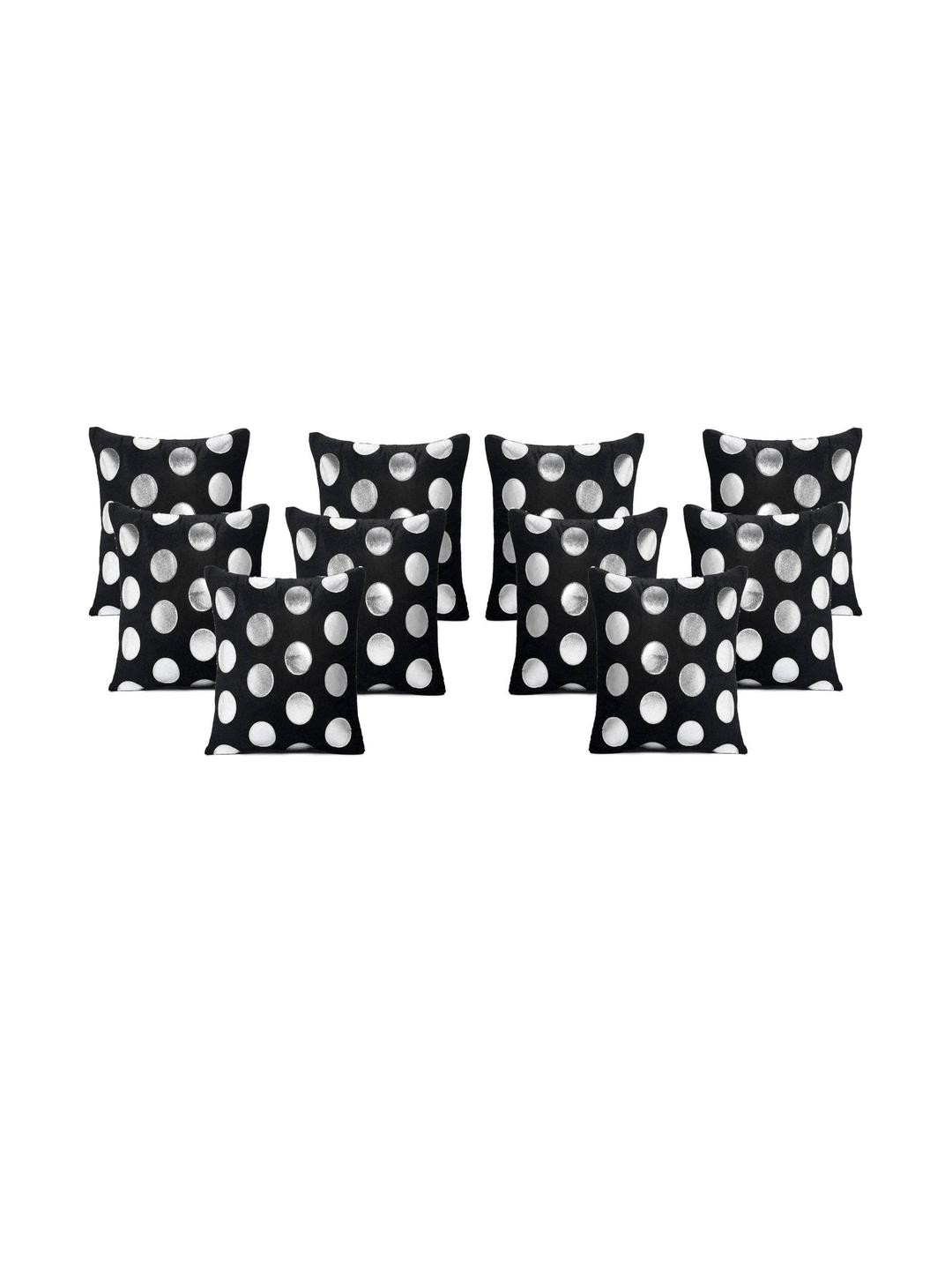 India Furnish Black Self Design Velvet Square Cushion Cover