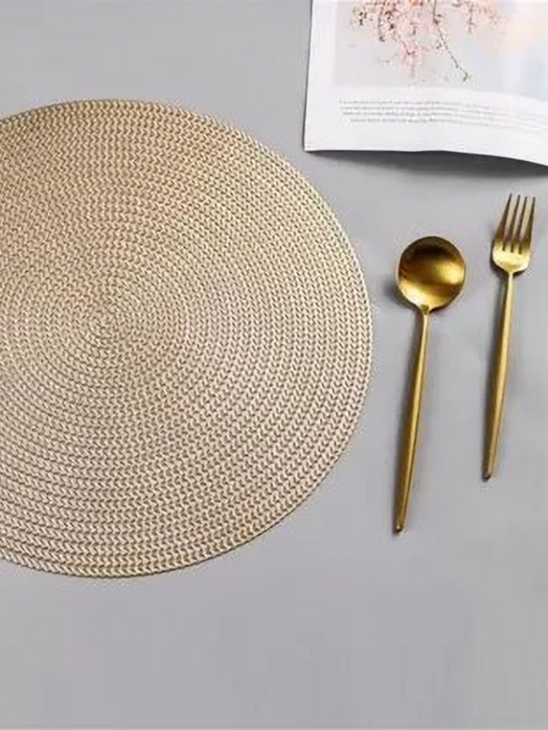 Dakshya Industries Gold-Toned Round 6-Seater Table Cover with Embellished details