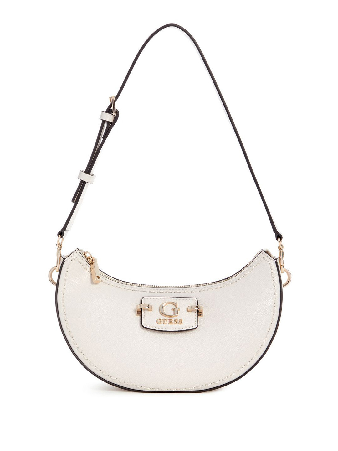 GUESS Women Nastra Solid Half Moon Embellished Shoulder Bag