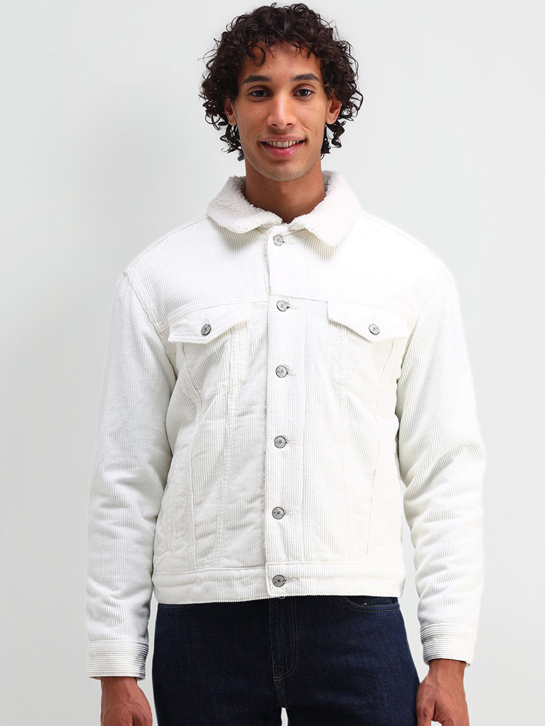 U.S. Polo Assn. Denim Co. Men Slim Fit Corduroy Sherpa Jacket