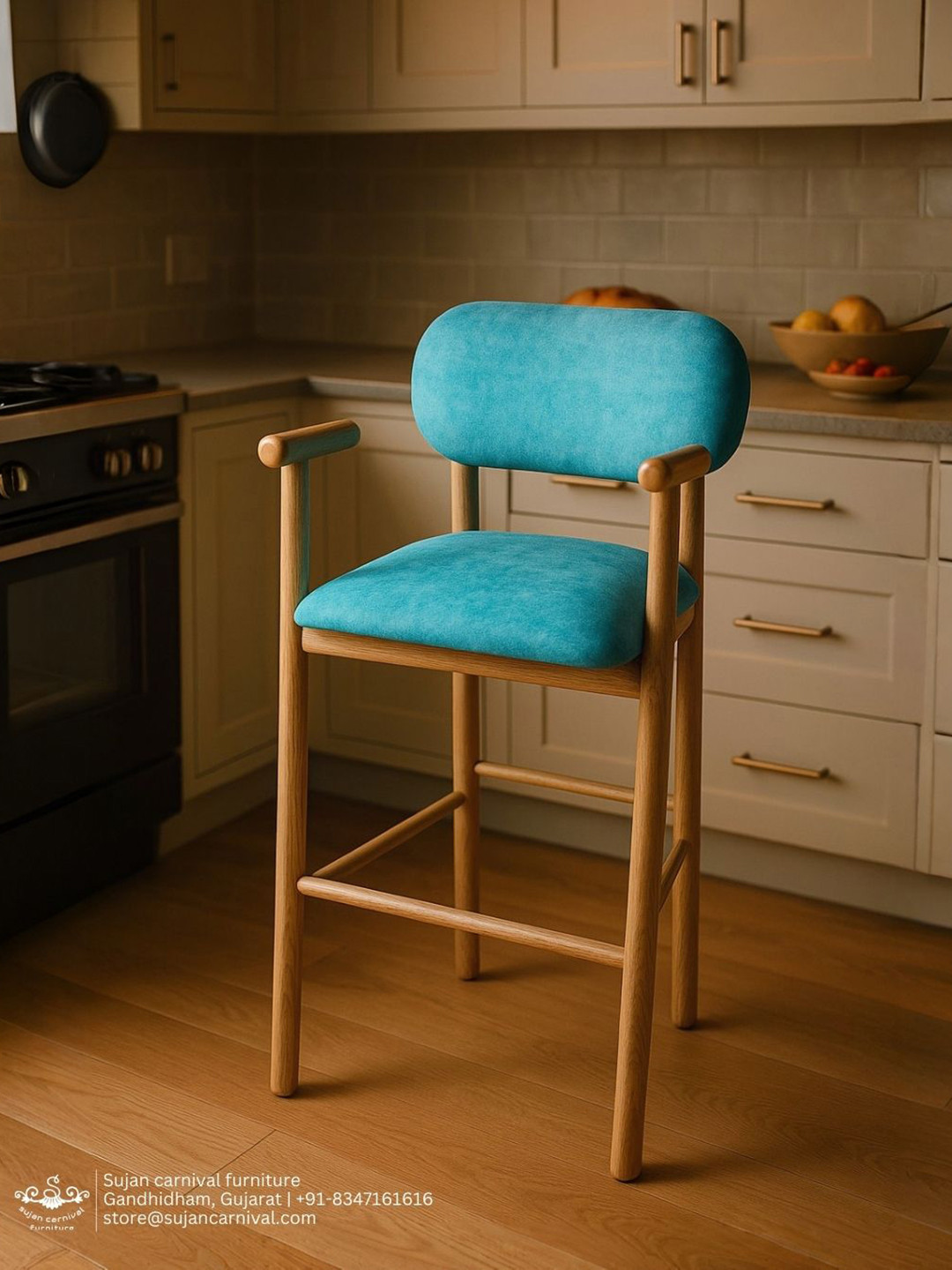 Sujan Carnival Funiture Brown & Blue Wooden High Chair