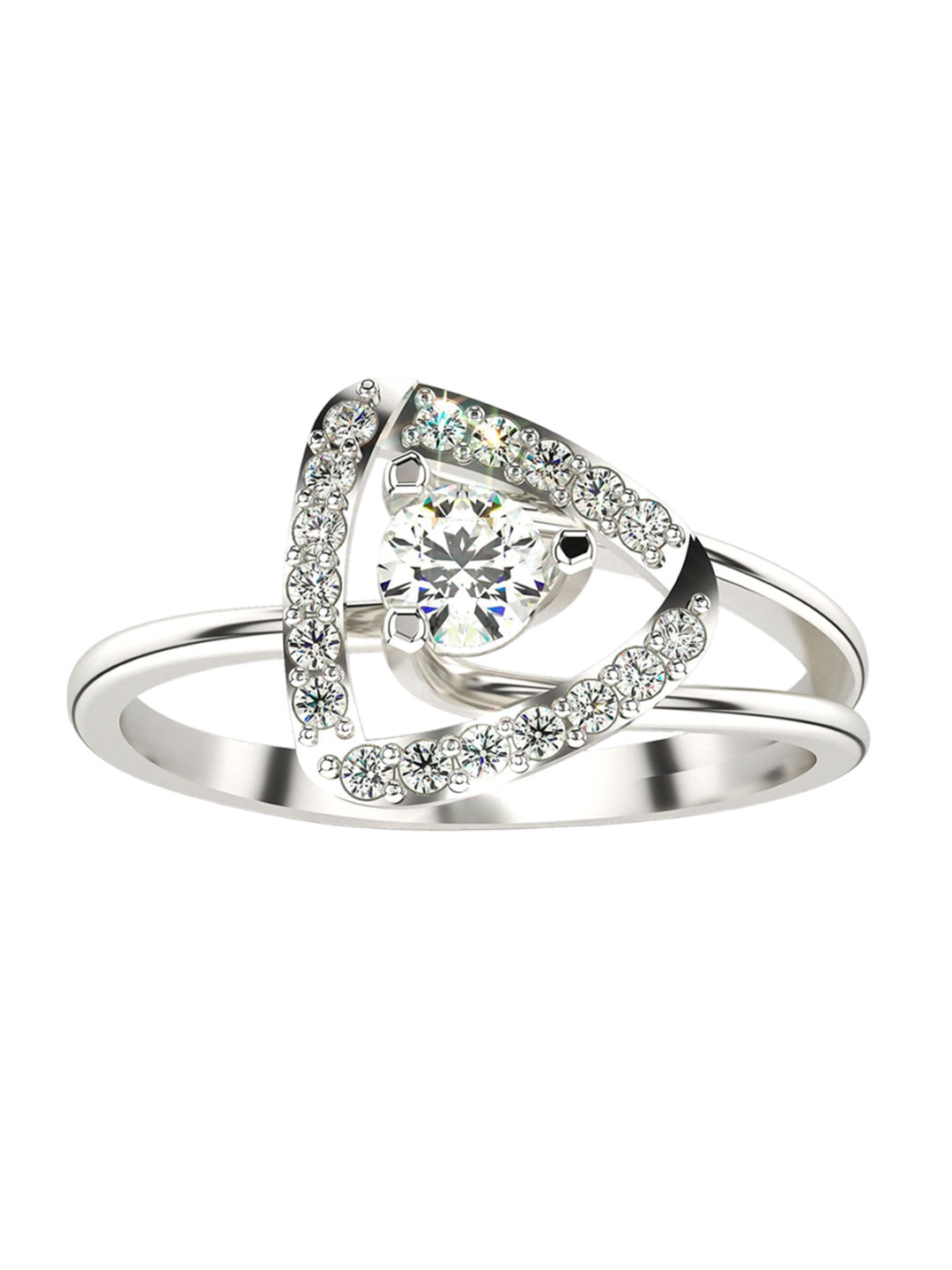 VALANOVA Sterling Silver White Gold Plated 0.34 Ct Lab Grown Diamond Ring