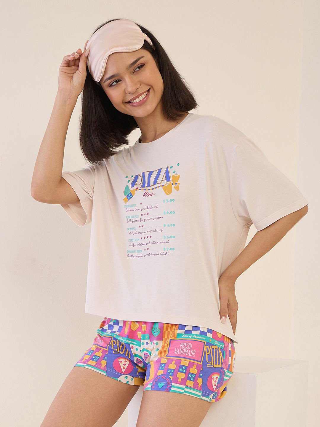 Sweet Dreams Women Alphanumeric Printed T-shirt & Shorts Night Suits