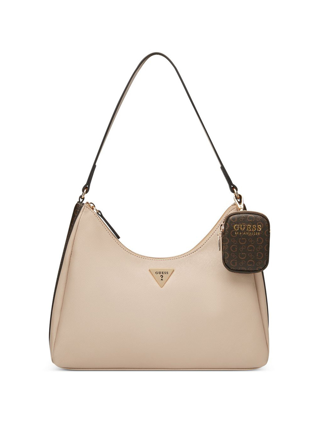 GUESS Women Emerie Solid Structured Shoulder Bag with Pouch