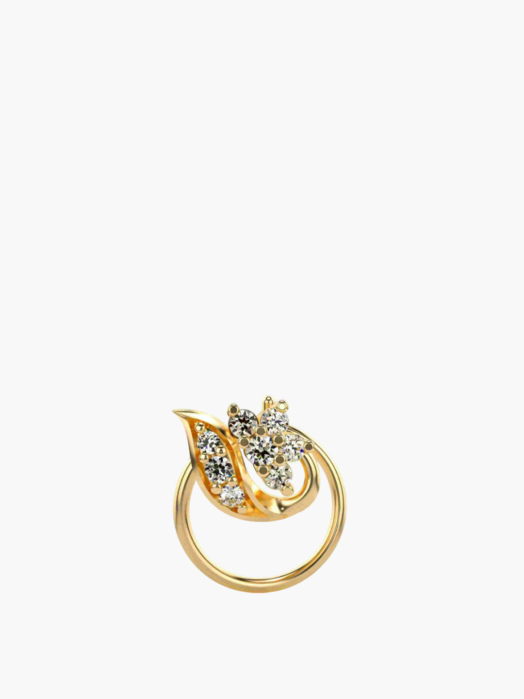 VALANOVA Women 14K Yellow Gold & Certified Lab Grown Diamond Nosepin 0.43 gm