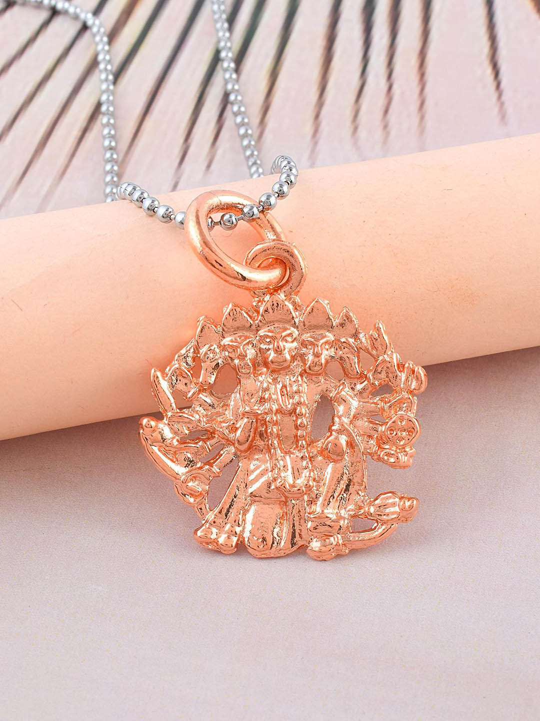 Missmister Copper-Plated Panchmukhi Hanuman Bajrang Bali Shaped Pendant with Chain