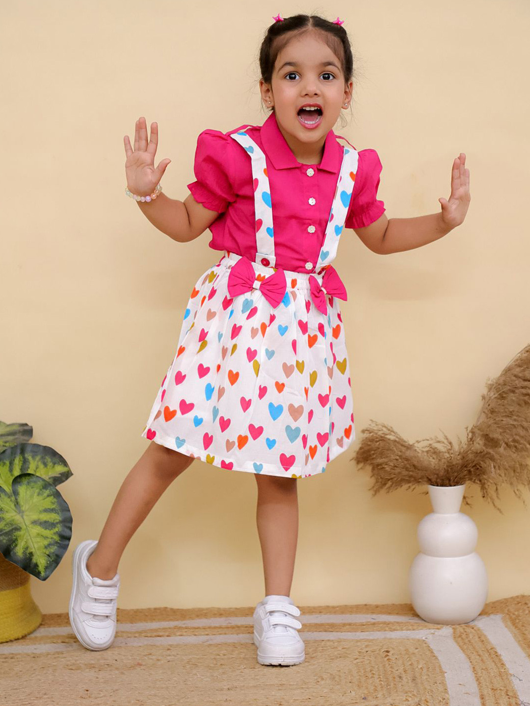 Superminis Girls Pure Cotton Shirt With Skirt