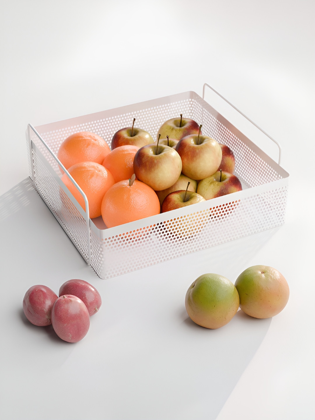 RUBOXA White Metal Square Kitchen Storage Rack Stand Fruit Basket