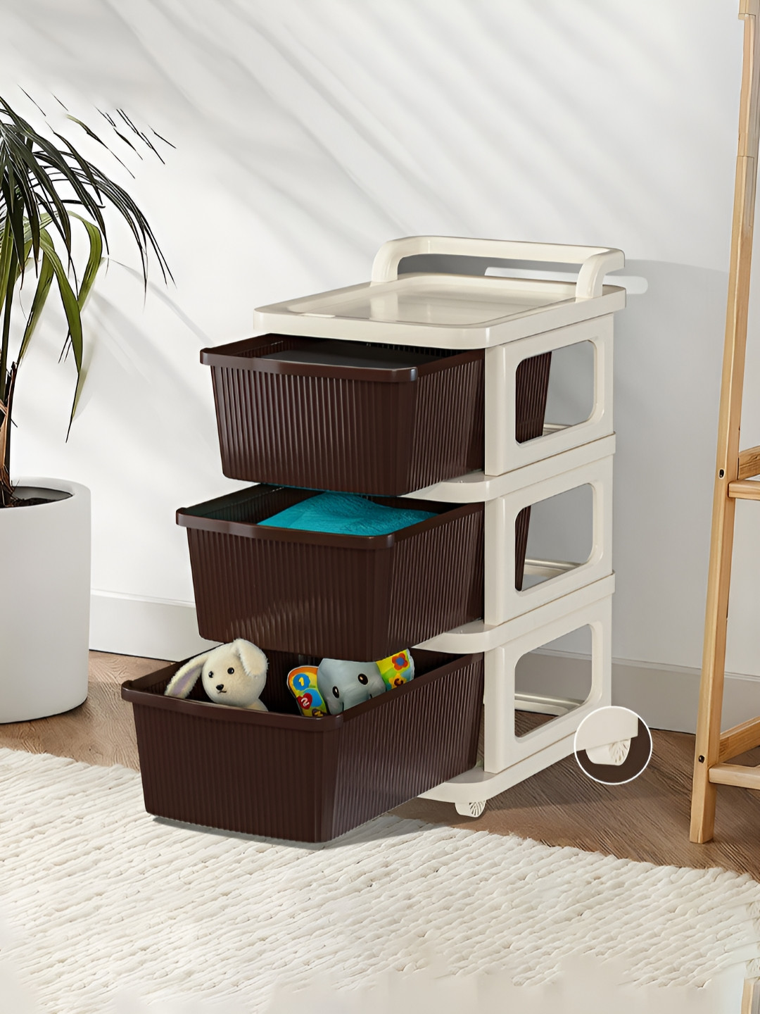 RUBOXA Cream-Coloured 3 Layer Drawer Organizer