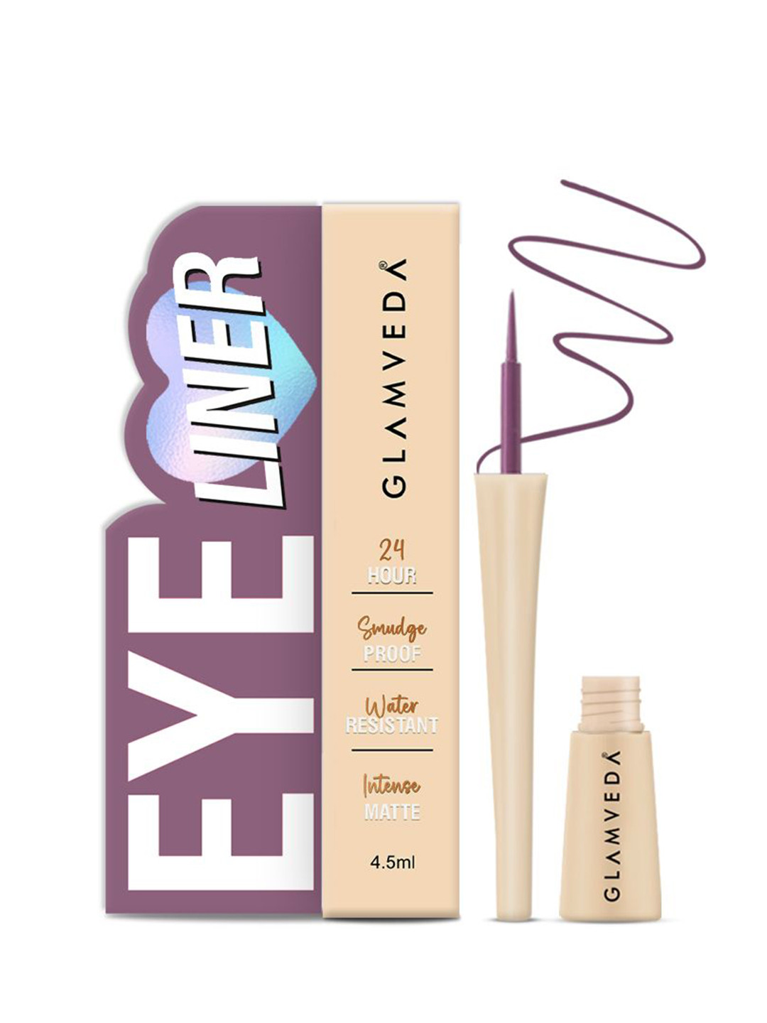 GLAMVEDA Waterproof Super Matte Liquid Eyeliner - 4.5 ml - Purple