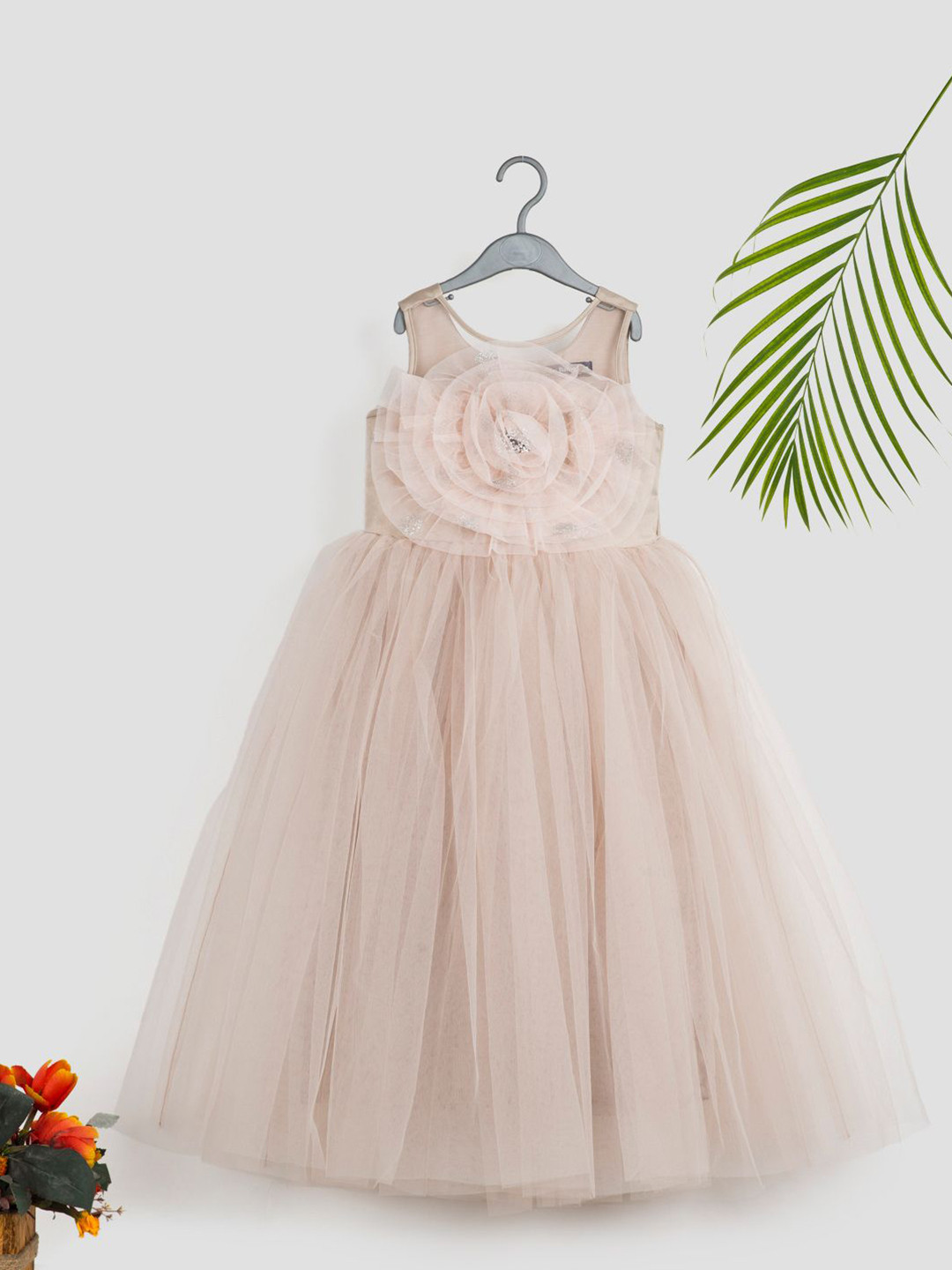 Toy Balloon kids Girls Floral Applique Tulle Fit & Flare Maxi Dress