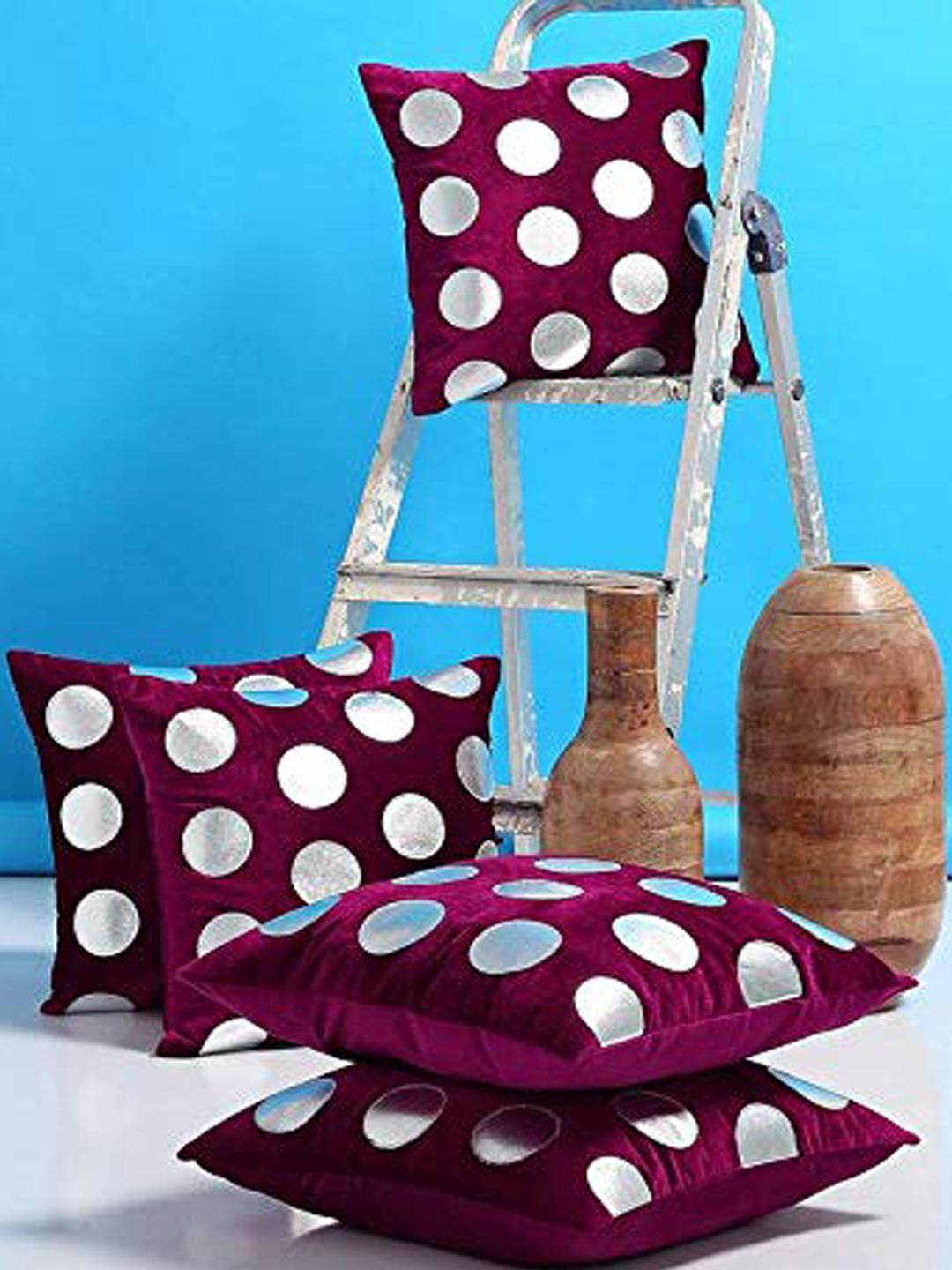 India Furnish Purple Self Design Velvet Square Cushion Cover