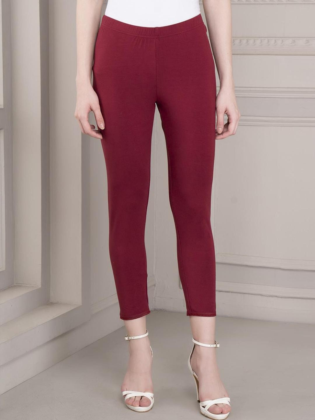 Lakshita Women Wine Viscose Lycra Leggings