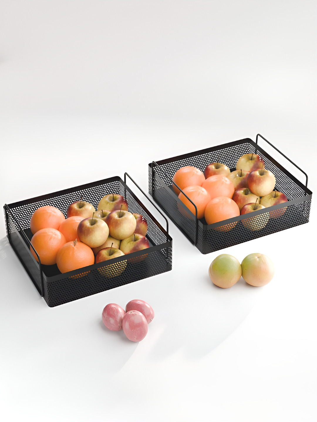 RUBOXA Set of 2 Black Metal Square Kitchen Rack Stand Organiser Spice Rack