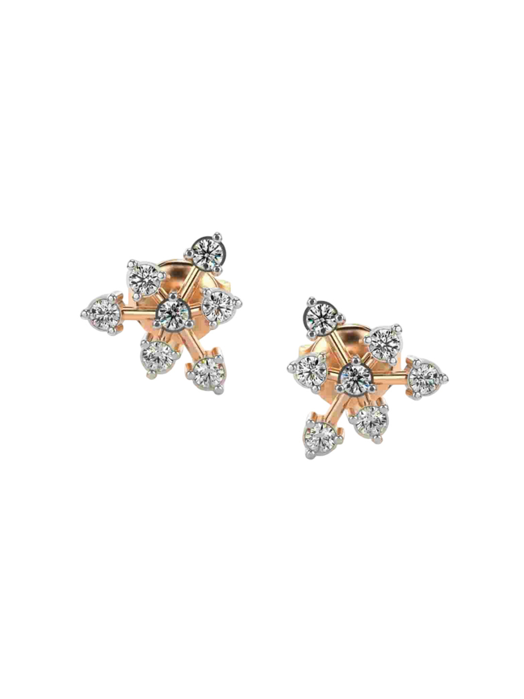 VALANOVA Women 18K Rose Gold Diamond Earrings