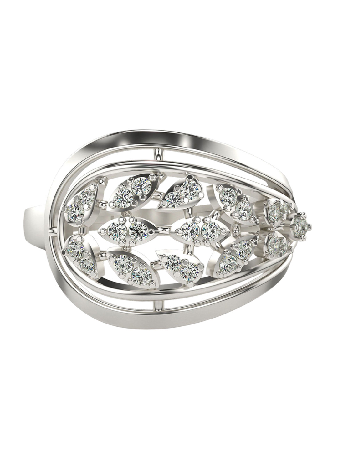 VALANOVA Sterling Silver White Gold Plated 0.28 Ct Lab Grown Diamond Ring