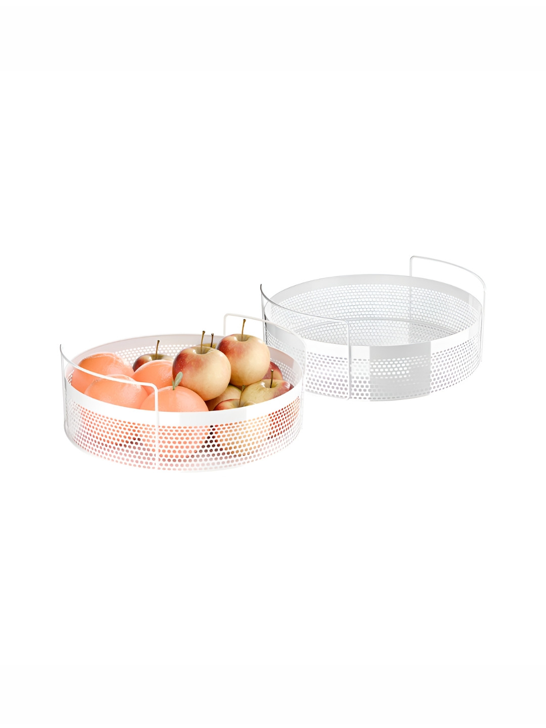 RUBOXA Set of 2 White Metal Round Kitchen Rack Stand Storage Organiser