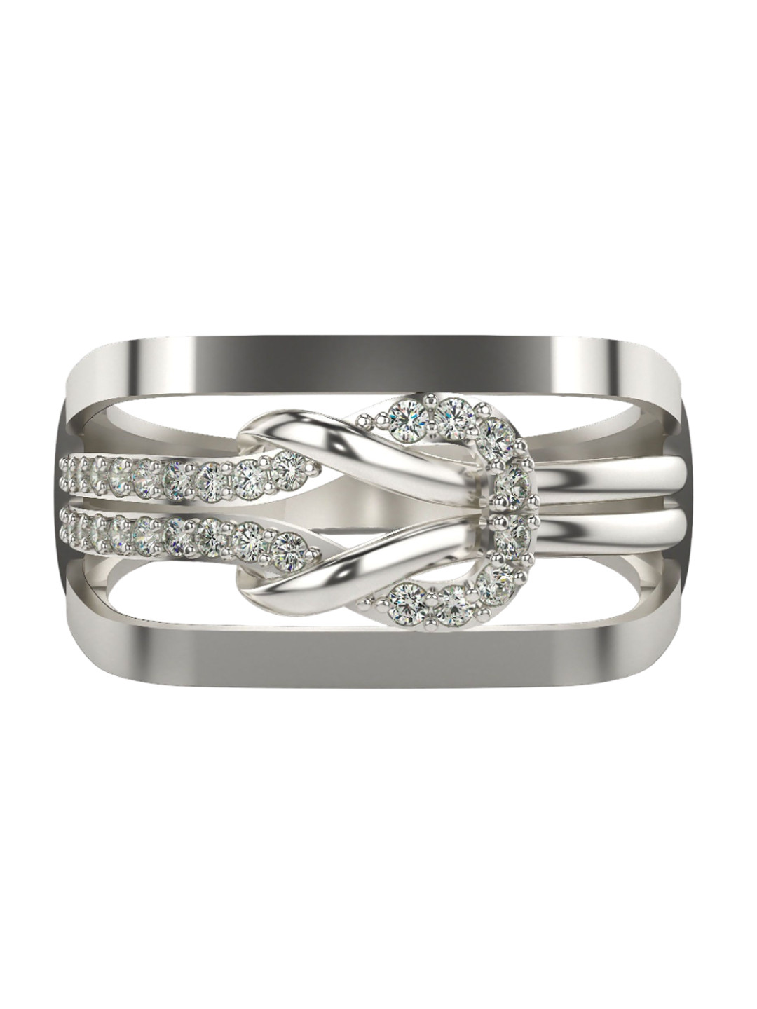 VALANOVA White Gold Plated Sterling Silver 0.24 Ct Lab Grown Diamond Ring