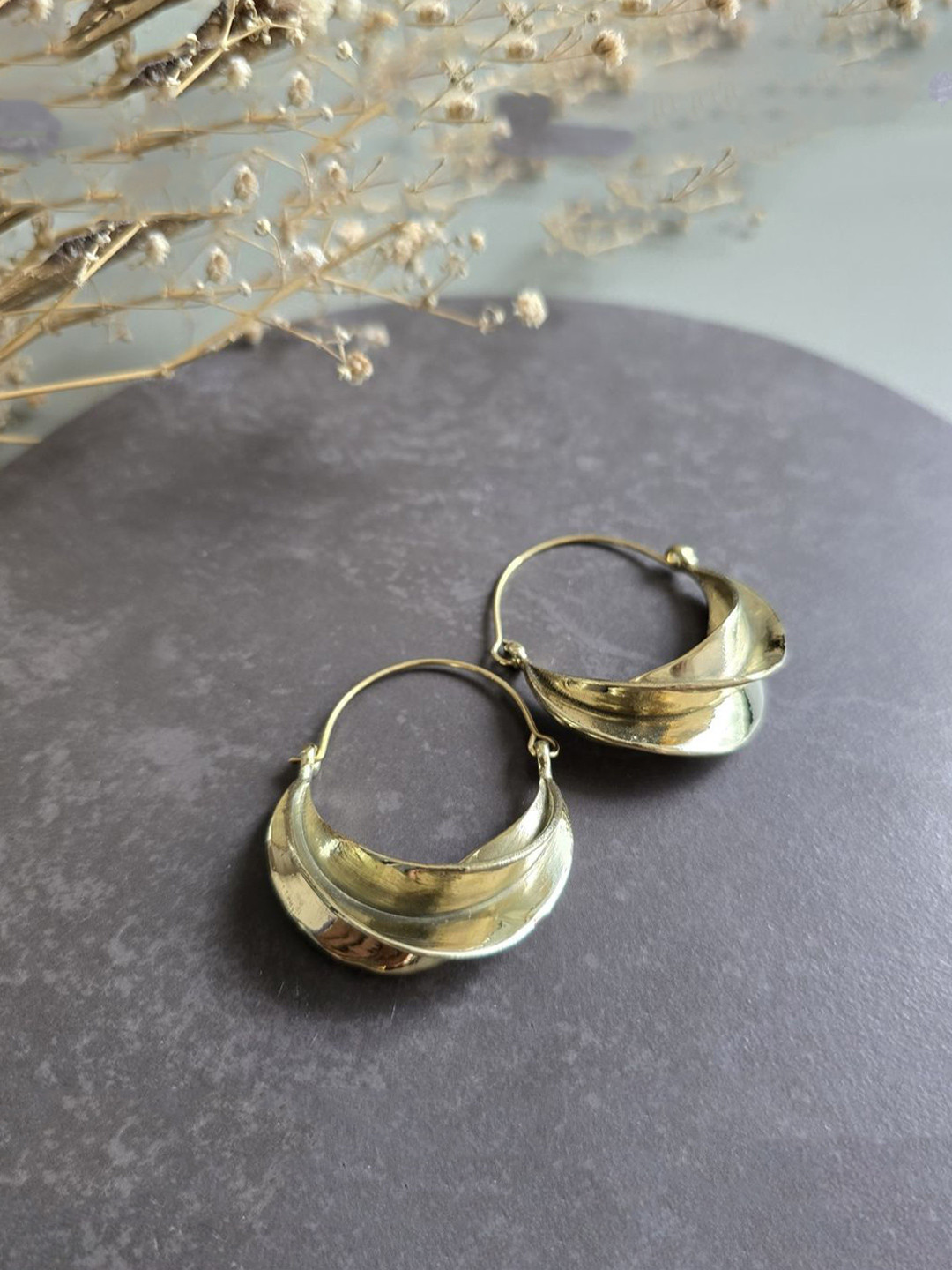 Studio Anviksha Twisted Petal Contemporary Hoop Earrings