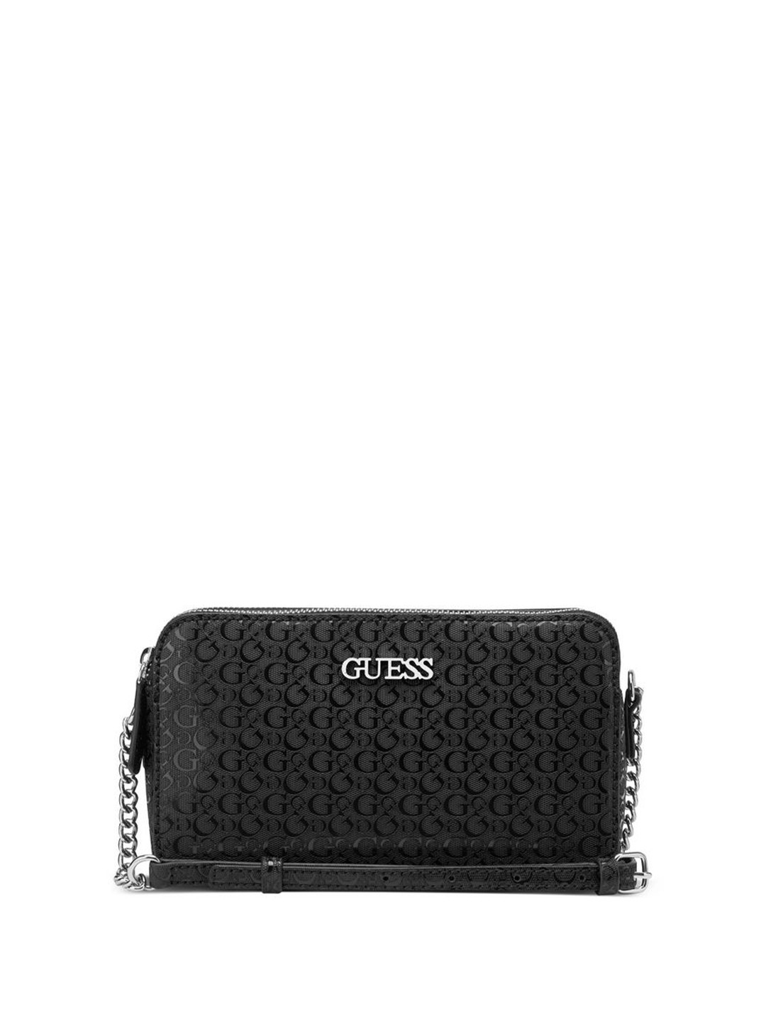 GUESS Typography Printed Tasselled Crossbody Shoulder Bag