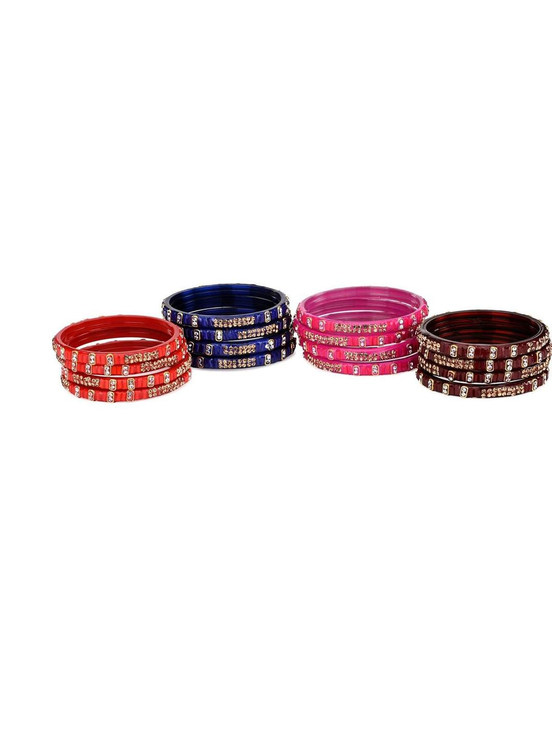 1ST TIME Pack of 4 Multicolor Glass Bangles