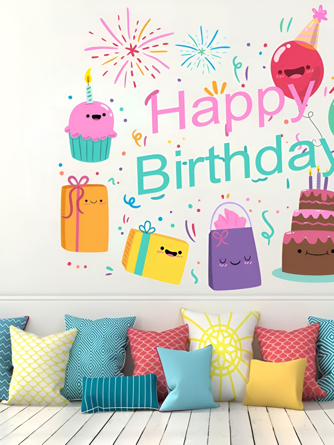 LANSTICK Pink & Yellow Splash-Proof Eco-Friendly Wallpaper