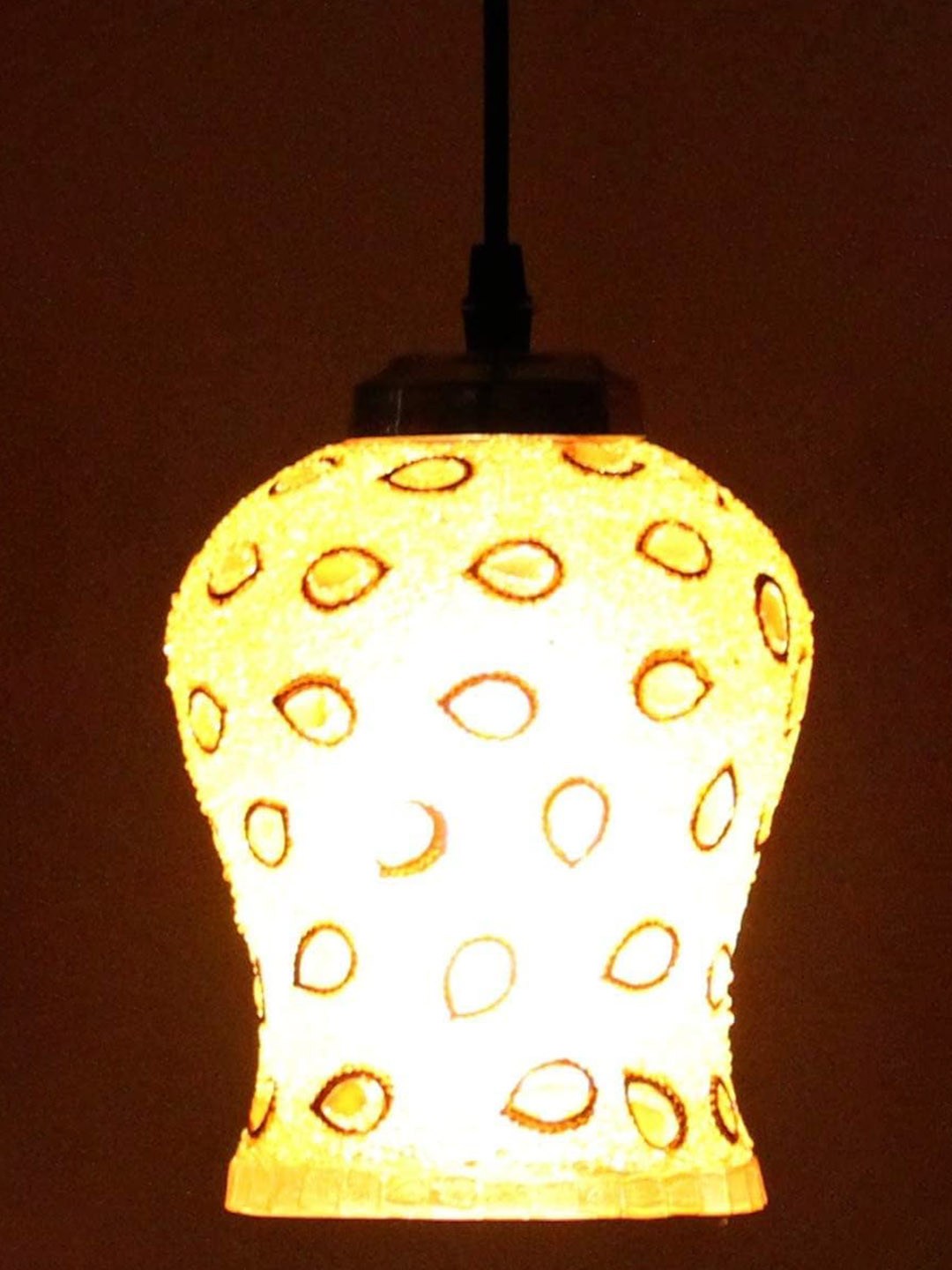 KINIS Gold-Toned & Silver-Toned Textured Glass Bell Shape Ceiling Lamp