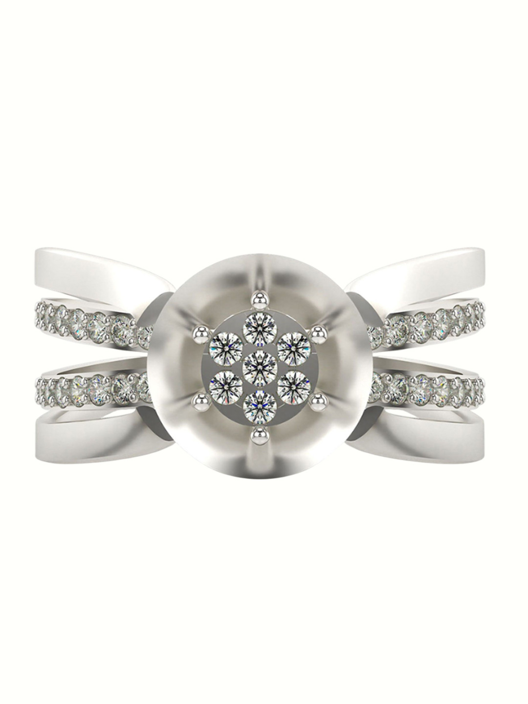 VALANOVA White Gold Plated Sterling Silver 0.14Ct Lab Grown Diamond Ring