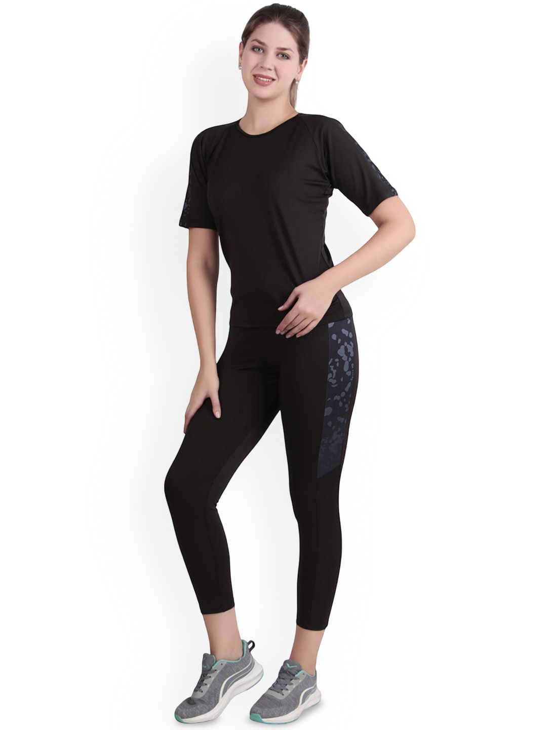 BENZOS Round Neck T-Shirt With Leggings