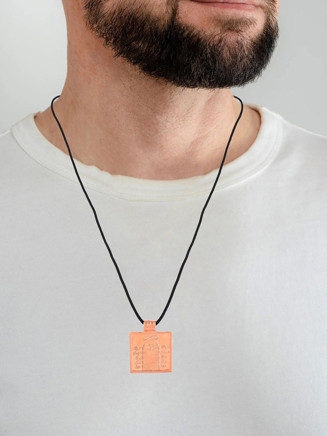 Missmister Copper-Plated Dhyan Lingam Square Shaped Pendants with Chains