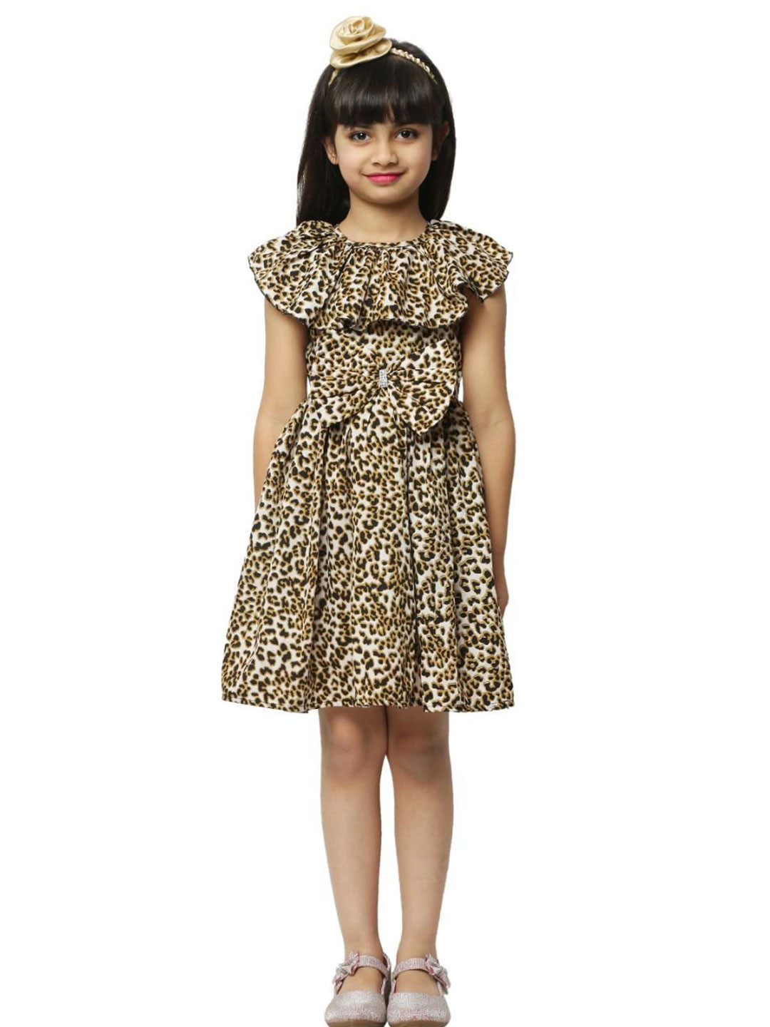 Wow Princess Baby Girls Printed Bow Fit and Flare Dress