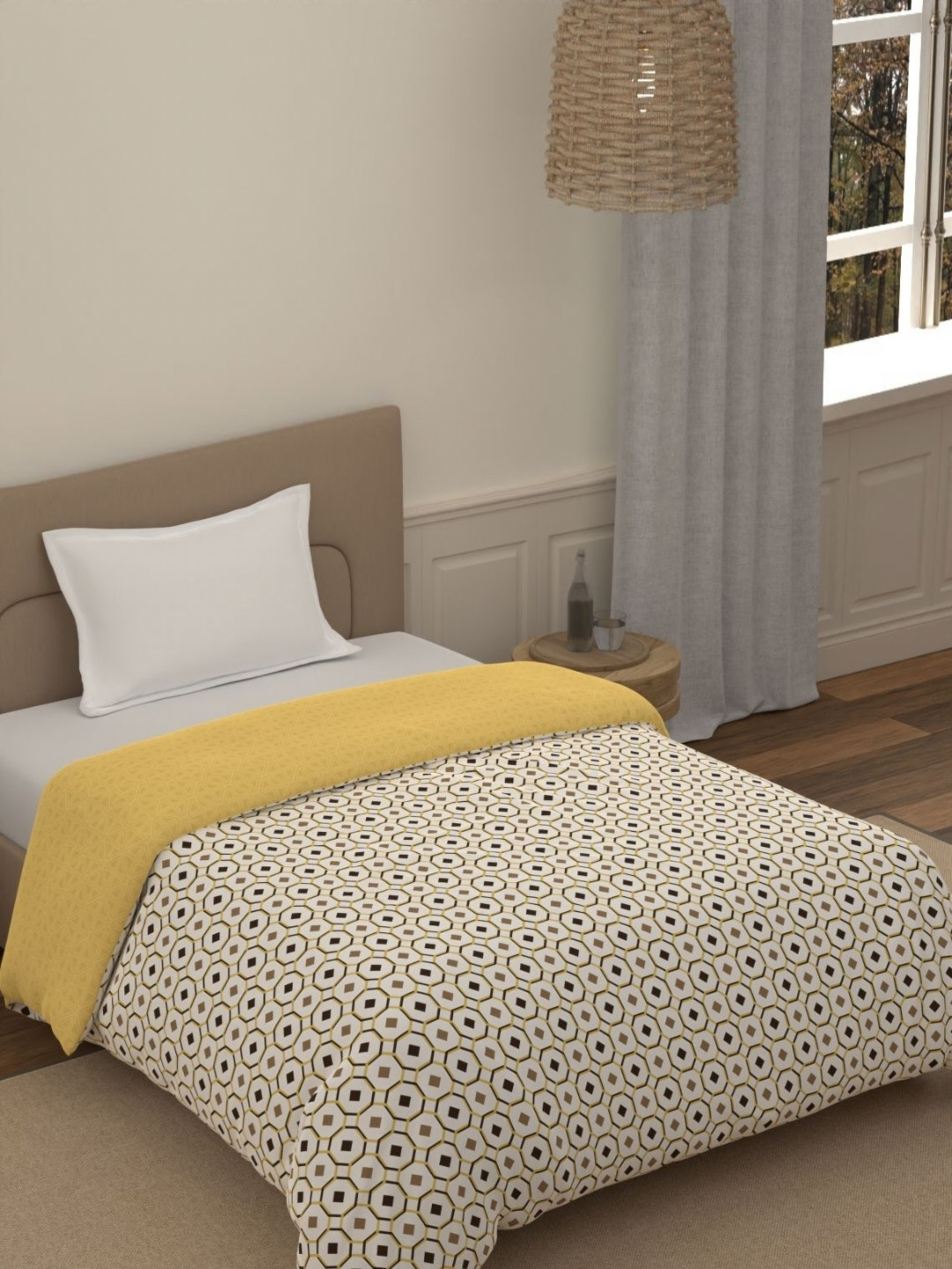 Portico Fusion 144 TC Cotton Beige Single Size Comforter