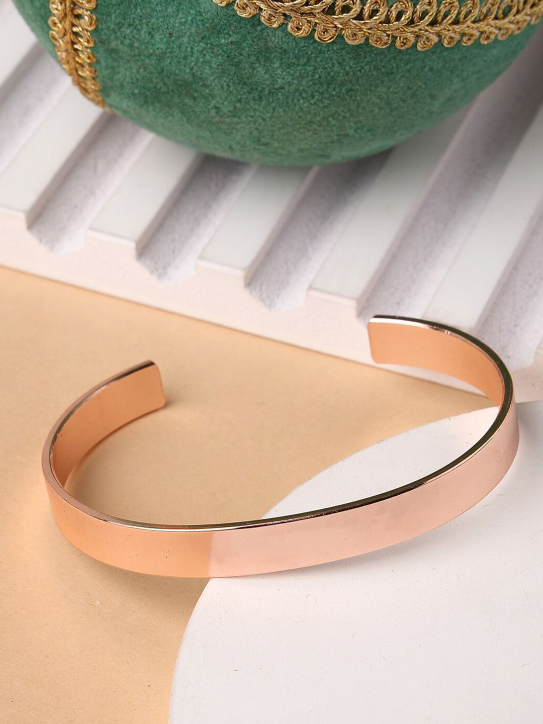 Anouk Men Stainless Steel Rose Gold-Plated Cuff Bracelet