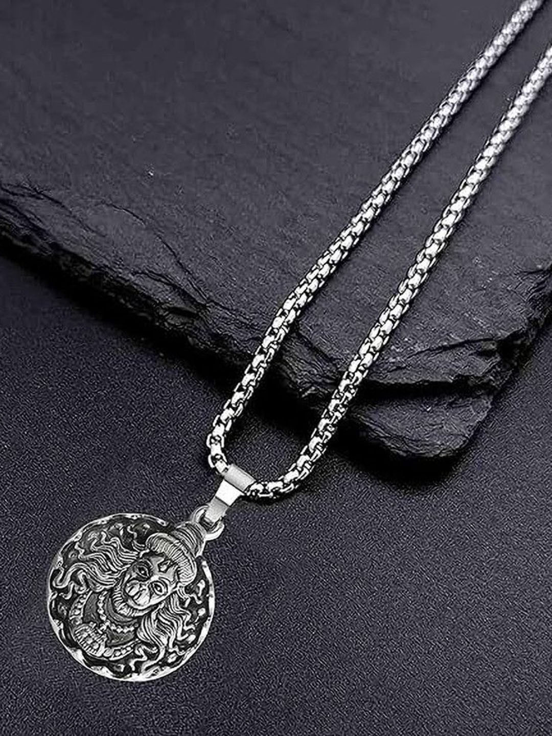 Ringzinnie Unisex Stainless Steel Hanuman Ji Circular Pendant