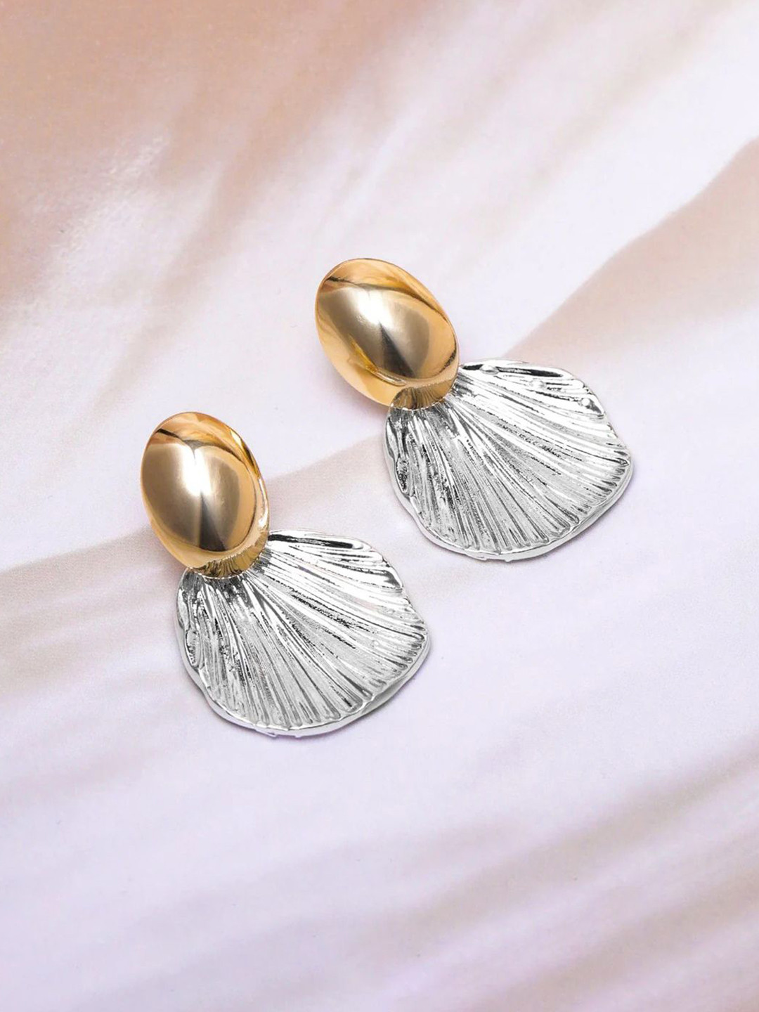 styledose Sterling Silver Metal Shell Korean Contemporary Drop Earrings