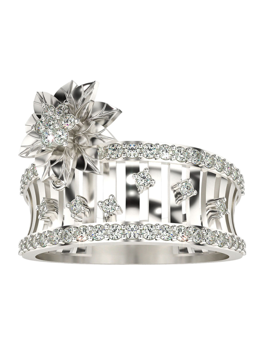 VALANOVA Sterling Silver White Gold Plated 0.48 Ct Lab Grown Diamond Ring