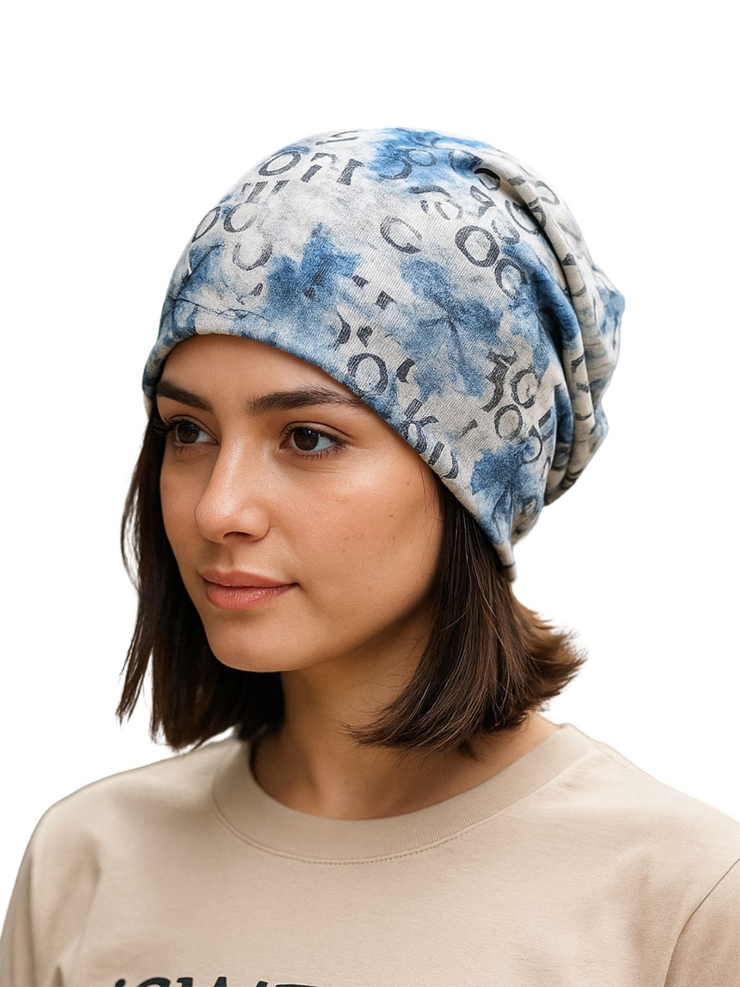 iSWEVEN Unisex Soft Slouchy Skull Stylish Printed Beanie