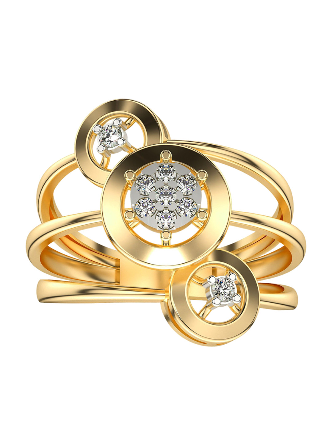 VALANOVA Yellow Gold Plated Sterling Silver Certified 0.13 Ct Lab Grown Diamond Ring