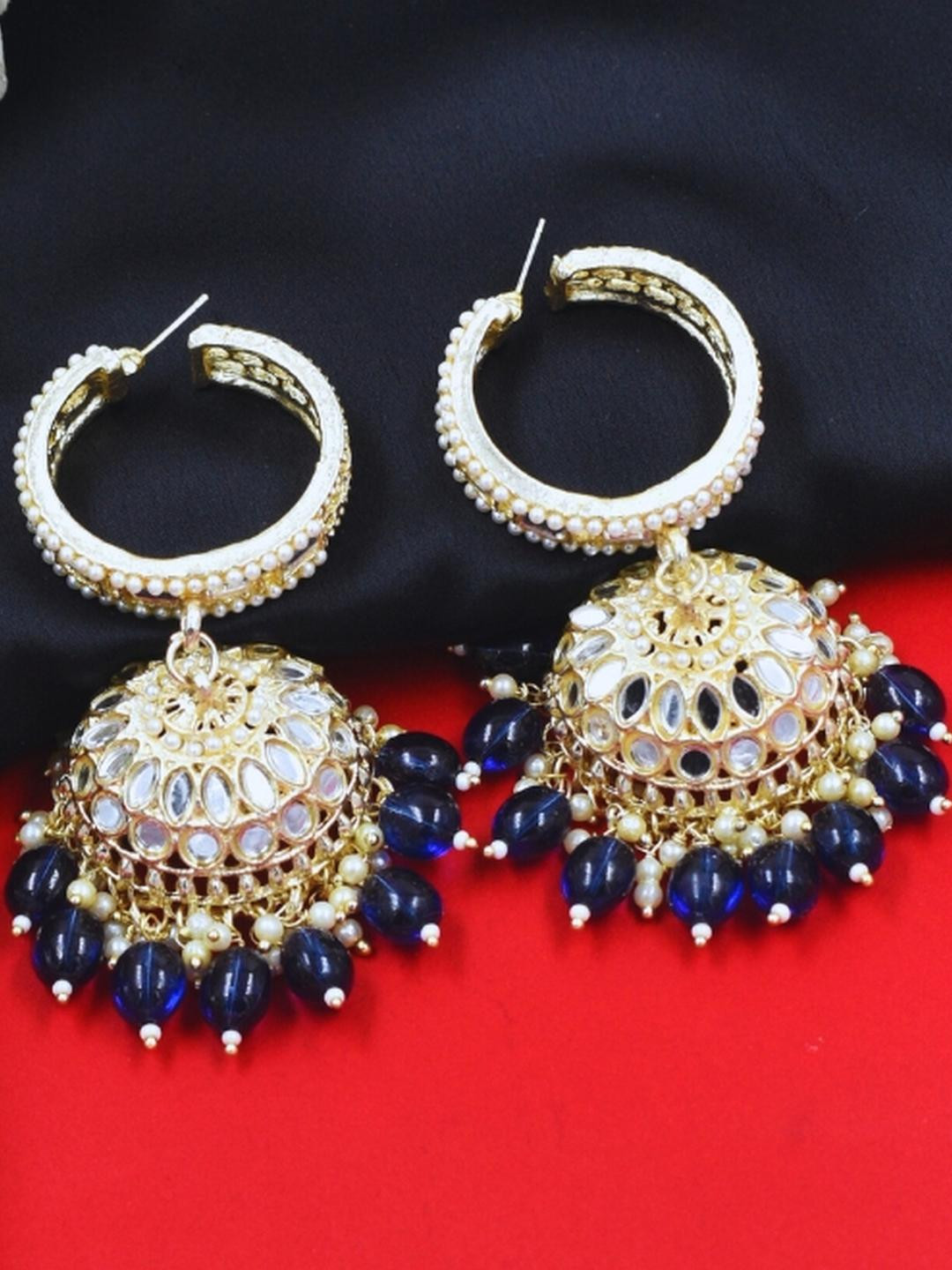J & C Fashion Arena Women Embellished Classic Kundan Hoop Jhumkas