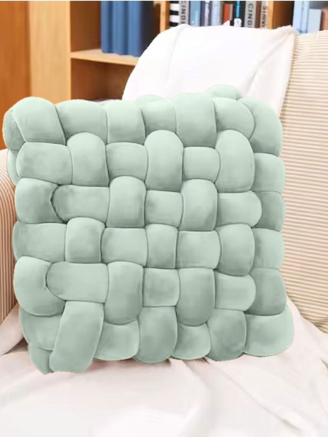 HOUSSE Green Textured Square-Shaped Pre-Filled Cushion