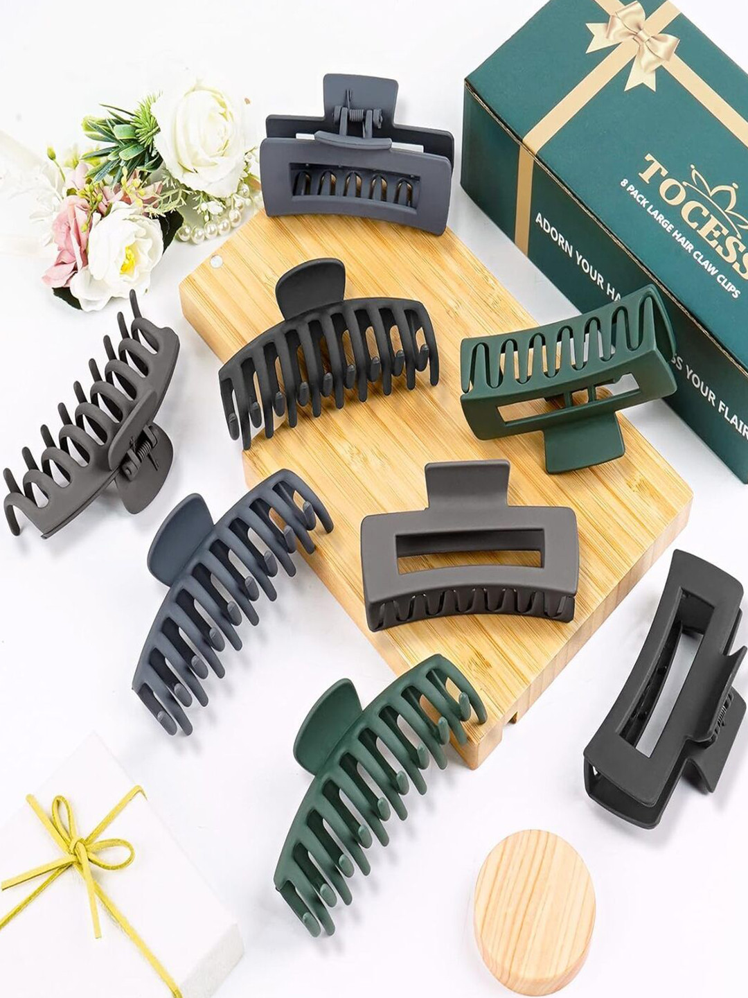 ANNA CREATIONS Women Set Of 8 Korean Claw Clip Hair Accessory