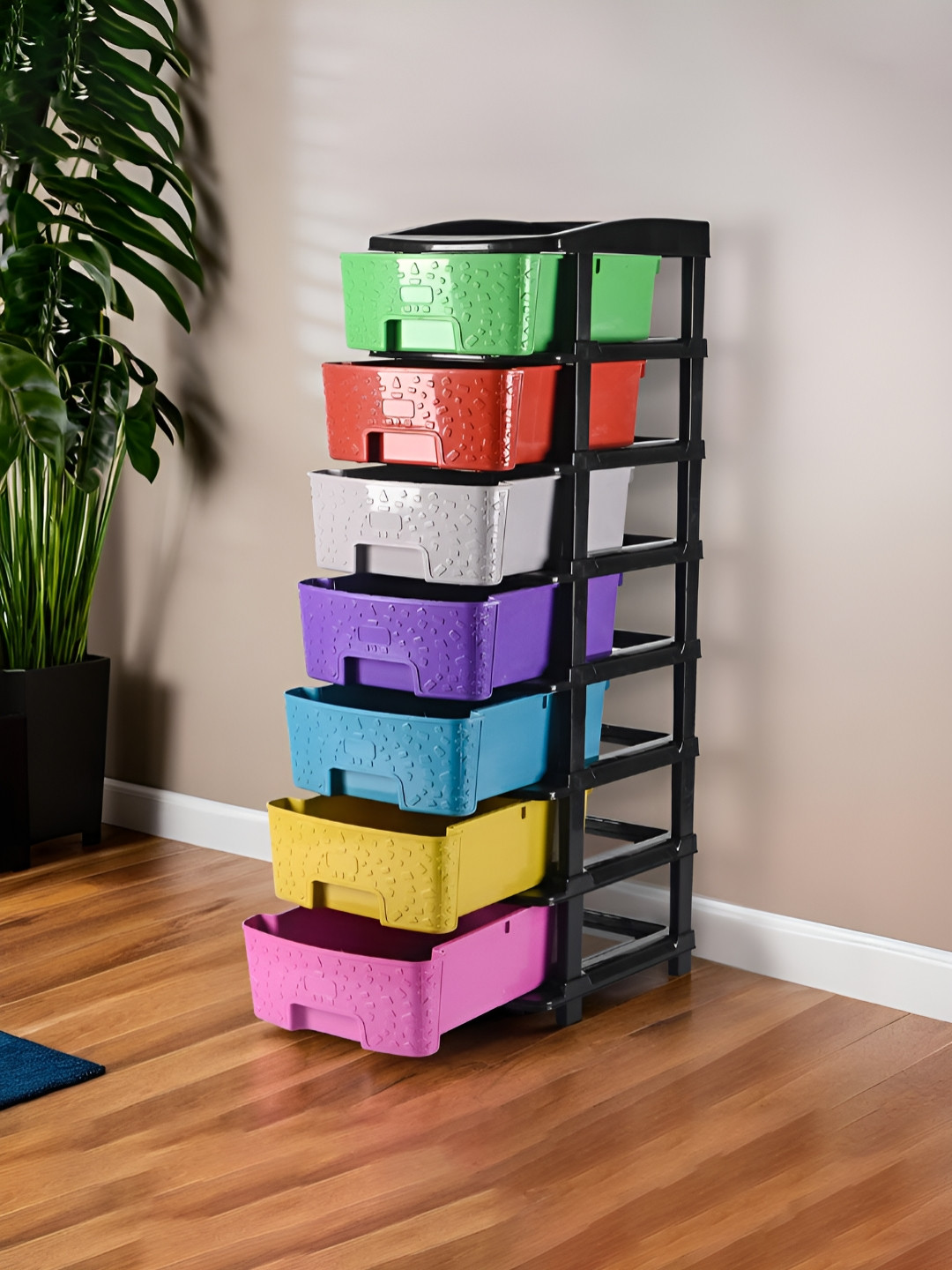 RUBOXA Red & Blue 7-Tier Multipurpose Drawer Cabinet Organiser