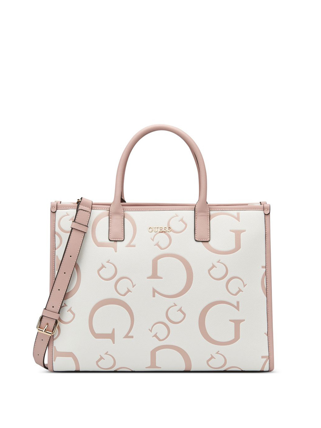 GUESS Women Carryall Typography Structured Handheld Bag