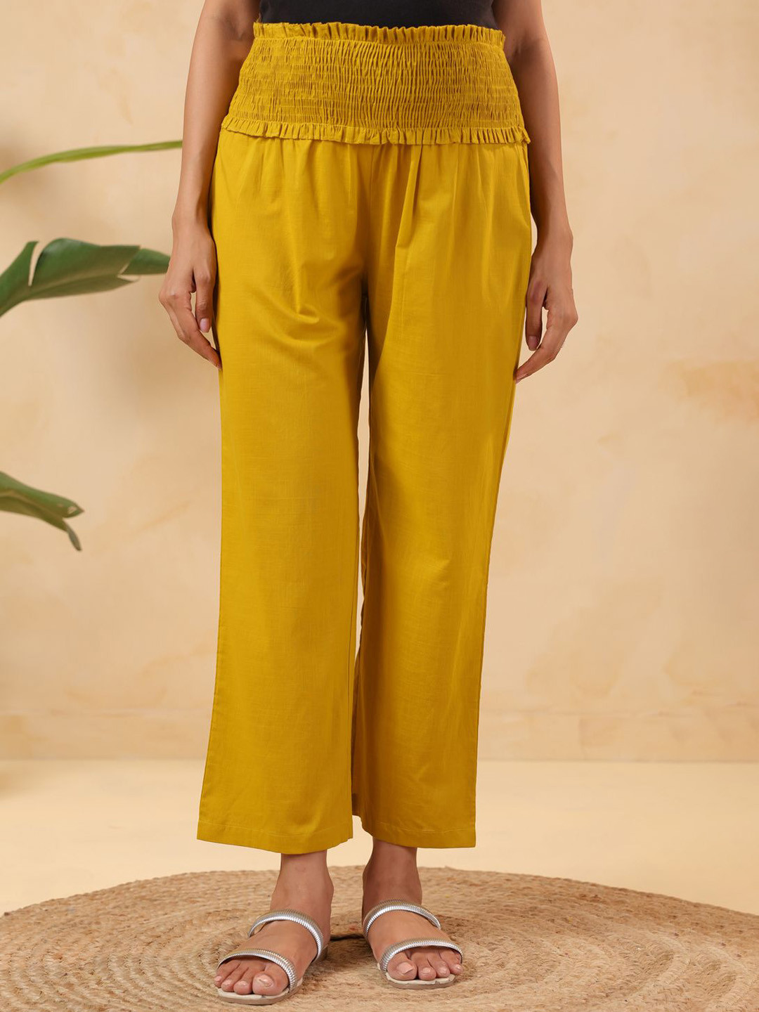 Ikk Kudi by Seerat Women Relaxed Straight Leg High-Rise Maternity Trousers