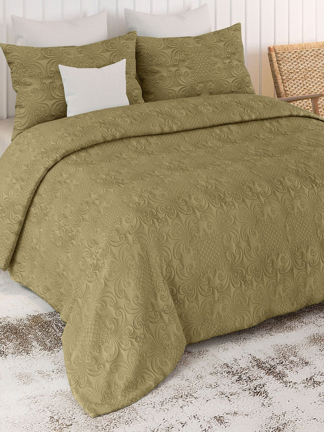 LABHAM Sensation Khaki Quilted 300 GSM Double King Bed Cover