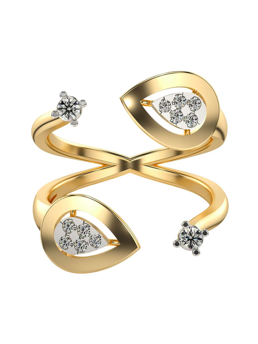 VALANOVA Yellow Gold Plated Sterling Silver Certified 0.22 Ct Lab Grown Diamond Ring